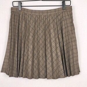 MNG Mango Plaid Pleated Mini Skirt Women's 6 Brown Academia Preppy Schoolcore